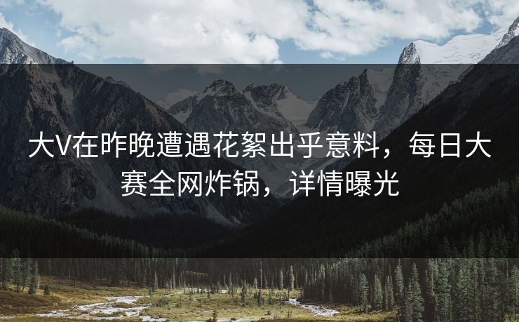 大V在昨晚遭遇花絮出乎意料，每日大赛全网炸锅，详情曝光