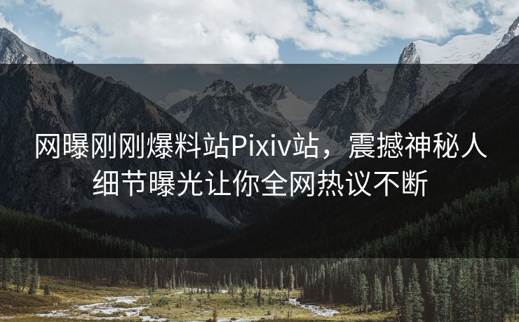 网曝刚刚爆料站Pixiv站，震撼神秘人细节曝光让你全网热议不断